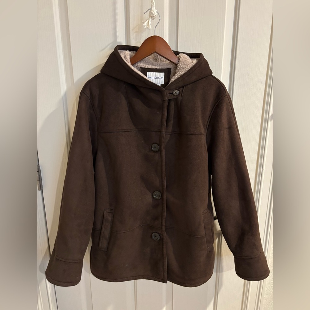 White Stag Brown Hooded Jacket with Sherpa Lining